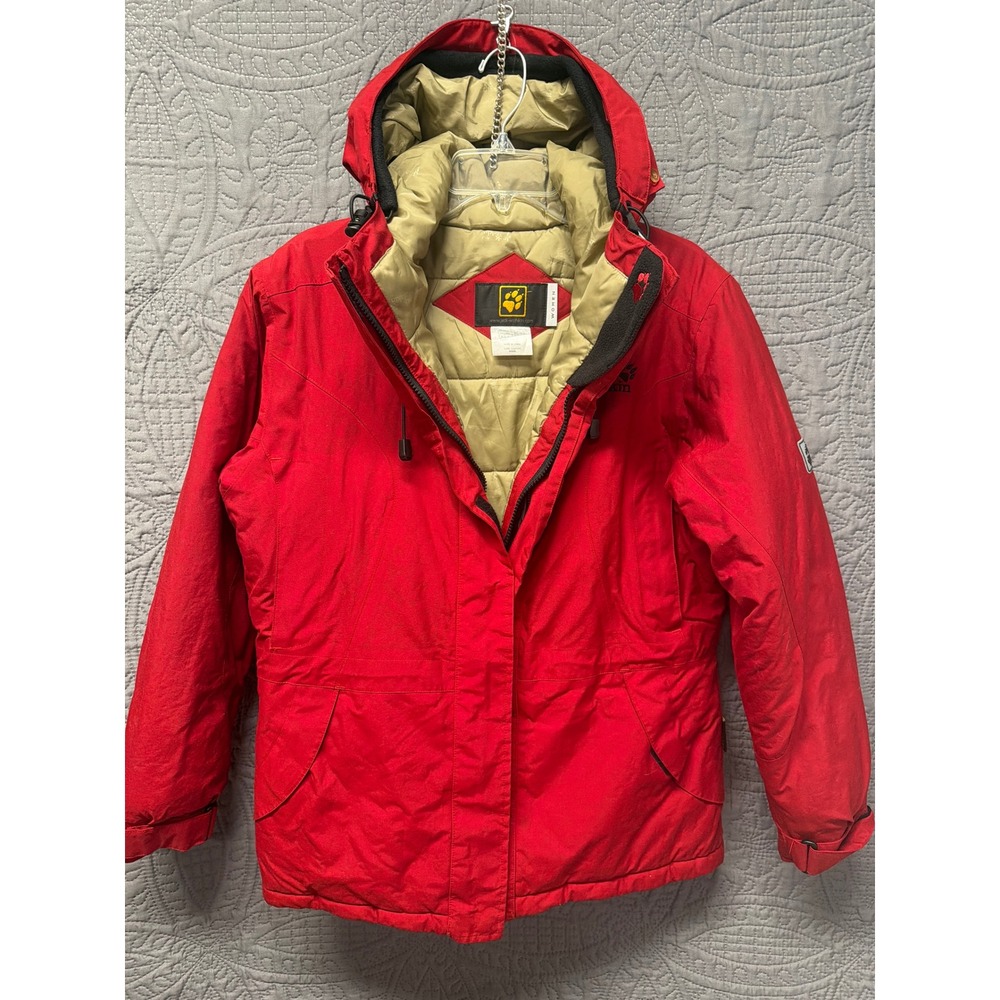 Jack Wolfskin Women Red‎ Waterproof Hooded Ski Snowboard Jacket Outerwear Size M